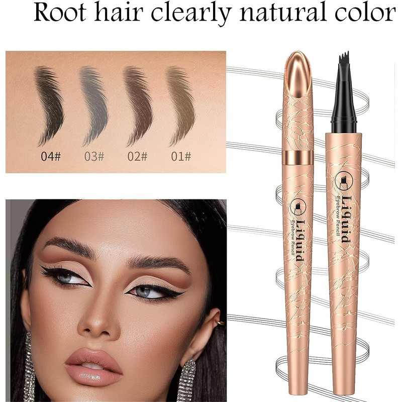 Liquid Eyebrow Pen, Microblading Black Eyebrow Pencil, Waterproof Microblading Eye