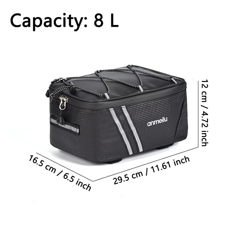 Bicycle Pannier Rack Bag, Bicycle Rear Bag with Reflective Strips
