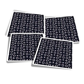 Vinyl Square Stickers (Set of 4) 10cm - 3D Style Computer Gaming Buttons Gamer for Laptops, Tablets, Luggage, Scrap Booking, Fridges #170000