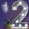 LED Number Light - Lighted Silver Glitter Number Light Sign,