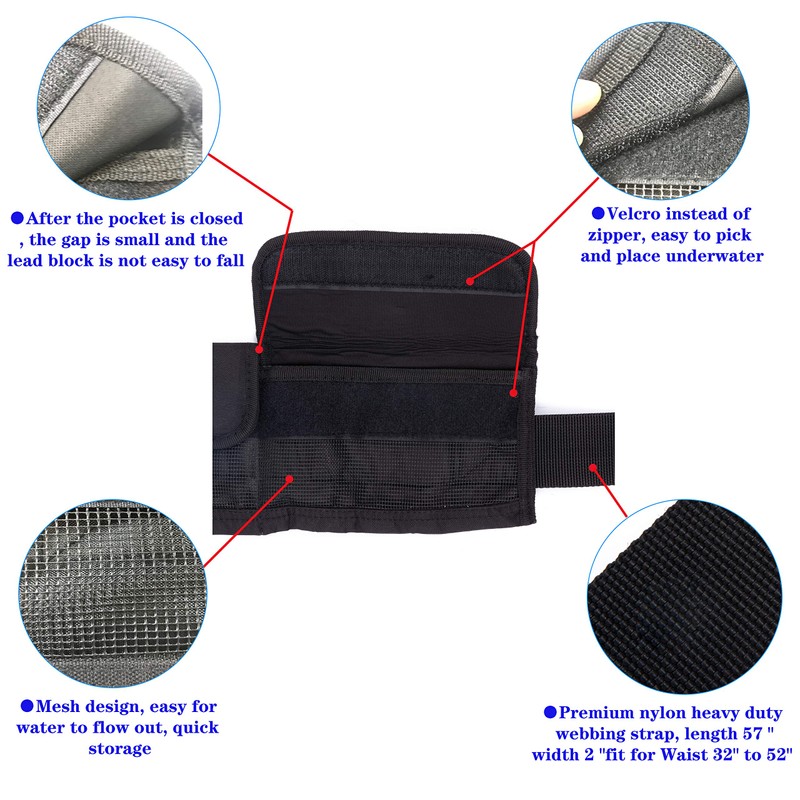 MOOCY MOPHOEXII 4 Neoprene Pocket Scuba Weight Belt，Spear Fishing Nylon-fit