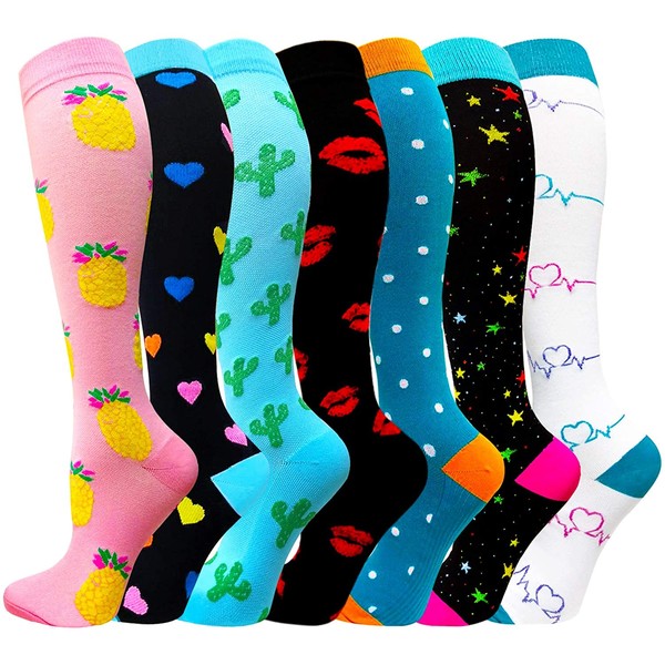 Compression Socks for Women & Men(1/3/7/8 Pack) - Best for Running,Medical,Nurse,Travel,Cycling-20-30mmHg