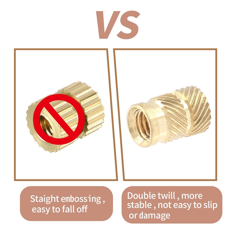 Litoexpe M5 Threaded Inserts, Brass Heat Set Insert Kit knurled