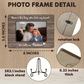 Nana Gifts for Grandma, Nana Picture Frame, There's This Boy Who Calls Me Nana Photo Frame for 4x6 Photo, Mothers Day Birthday Christmas Gifts for Grandma, Wooden Picture Frames for Desk Decor-A08