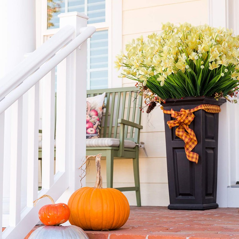 HAPLIA 8 Bundles Artificial Daffodils Flowers, Fake Artificial Greenery UV