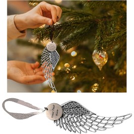 LYPER Angel Wing Memorial Ornament Christmas Hanging Ornament Christmas Tree Hanging Pendants with Ribbon for Christmas Party Personalize Memorial Ornaments (Brother)