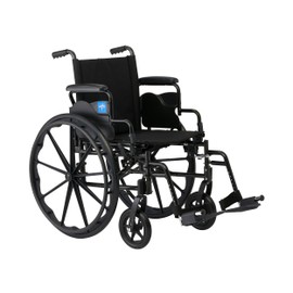 Medline 18” Foldable K4 Wheelchair with Swing-Back Desk-Length Arms & Swing-Away Footrests, 300 lbs. Capacity, Transport Chair for Adults & Seniors,Black