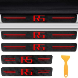 CHIYLE Door Sill Protectors for Chevy Camaro RS, Carbon Fiber Leather Front/Rear Door Sill Sticker for Chevy Camaro RS Accessores 2016-2023(Red)