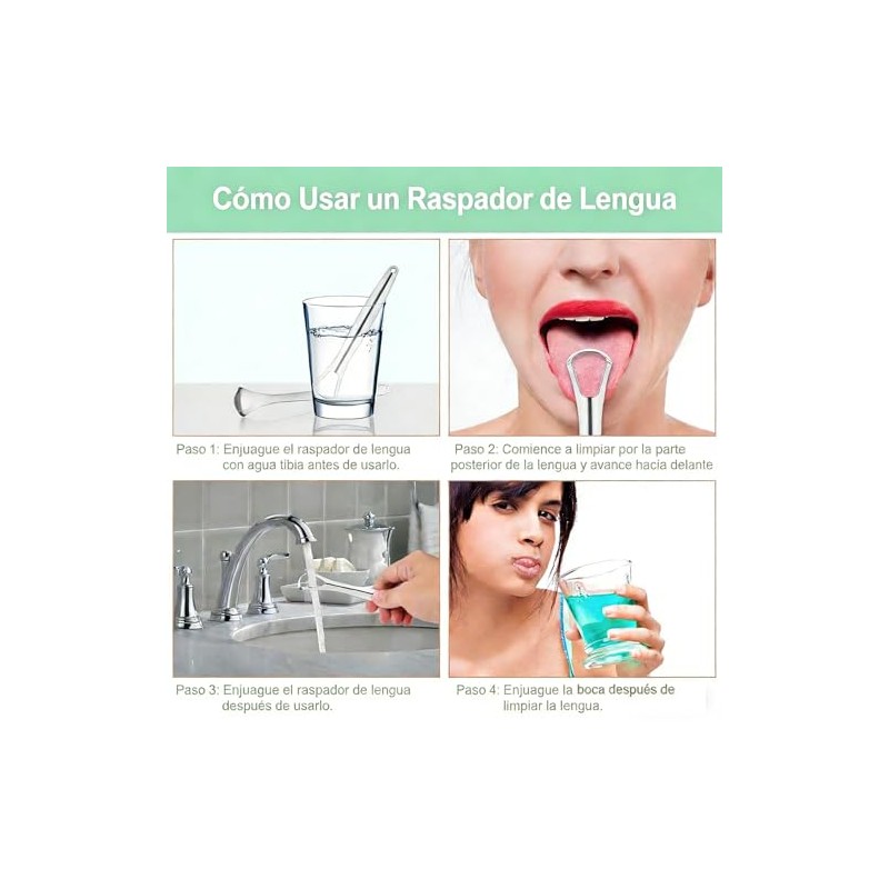 Set de 3 Limpiador de Lengua, Raspador de Lengua Acero