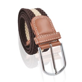 NiceYnn Men's Elastic Adjustable Waist Belt - Womens 3.3cm Wide Stretch Canvas Braided Belts Vintage Casual With Leather for Jeans, One Size