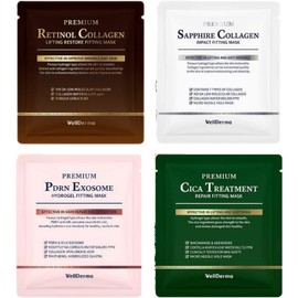 WELLDERMA Fitting Mask Pack 25g*4ea [Retinol Collagen/Cica Treatment Repair/PDRN Exosome Hydro/Sapphire Collagen], Type:PDRN Exosome Hydro
