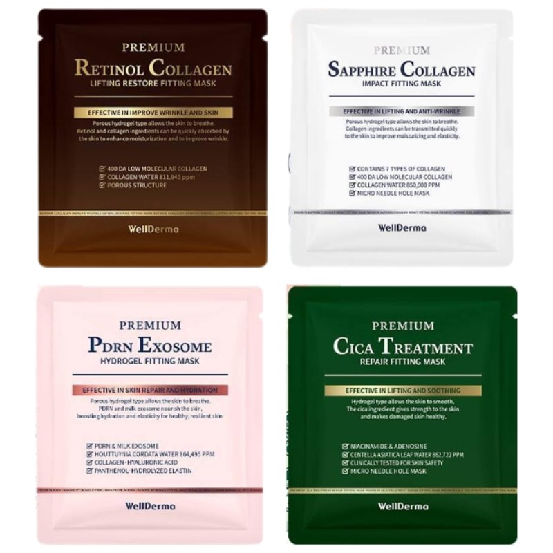 WELLDERMA Fitting Mask Pack 25g*4ea [Retinol Collagen/Cica Treatment Repair/PDRN Exosome