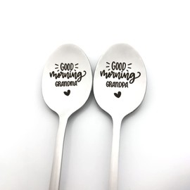 Grandma and Grandpa Gifts for Grandparents Good Morning Grandma Grandpa Spoon Gifts for Nana and Papa Anniversary Christmas Birthday Gifts Fathers Day Mothers Day Gift