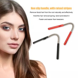 2pcs Facial Hair Remove Spring, Spring Facial Hair Remover, Facial Hair Removal Spring Eyebrow Face Epilator Threading Tool, Prevent Slip Hair Remover for Chin Cheek Red Black