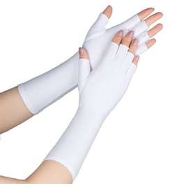 Rose Women's Cooling Touch, Antibacterial, Deodorizing, UV Protection Gloves, Arm Cover, UV Protection, 10.6 inches (27 cm), Finger Included (White), white