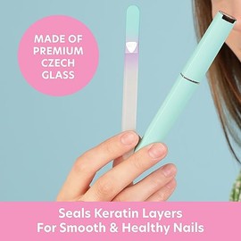 Lima de uas de cristal con funda, lima de uas de cristal checo, lima de uas de manicura para uas naturales, lima de precisin experta  acabado suave,  