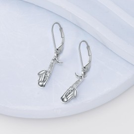 PELOVNY Music Earrings 925 Sterling Silver Saxophone Earrings Leverback Dangle Drop Saxophone Earrings Music Lover Jewelry Graduation Birthday Christmas Gifts for Women
