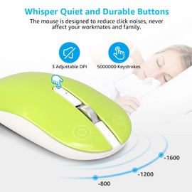 LeadsaiL Wireless Keyboard and Mouse Combo, Wireless USB Mouse and Computer Keyboard Set, Compact and Silent for Windows Laptop, Desktop, PC- Grass Green