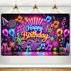 Neon Music Birthday Party Background Cloth Theme Birthday Backdrop Lantern