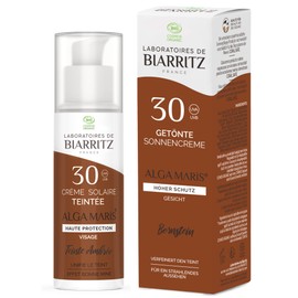 Laboratoires de Biarritz - Tinted Sun Cream Face - Amber - SPF30 ALGA MARIS® Organic Certified - Hydrated, Matted, Provides a Healthy Glow - 50 ml - Made in France