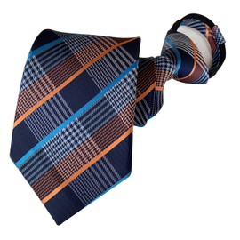 Secdtie - Corbata para hombre, diseño de cachemira, azul marino naranja, Talla única