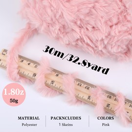 BEEFLYING 32 Yard Pink Mink Fur Yarn, Soft Yarn, Thick Fluffy Fur Yarn, Eyelash Yarn for Crochet, Knitting, Scarves, Blanket (30 Metres)