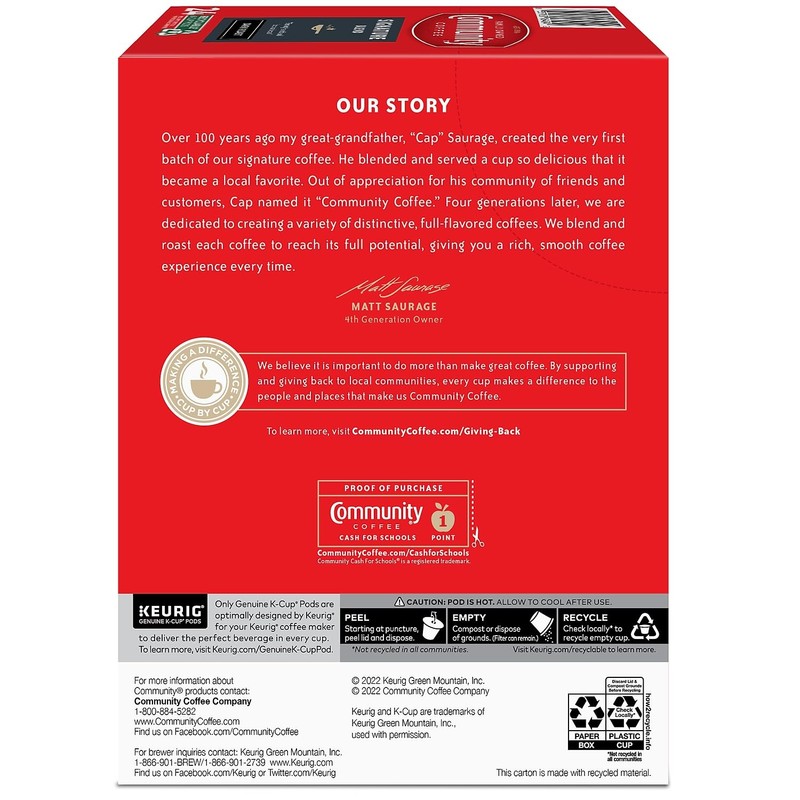 Community Coffee Signature Blend 24 Count Coffee Pods, Dark Roast,