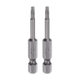 sourcing map 2pcs T10 Magnetic Security Star 5 Point Torx Screwdriver Bit 1/4" Hex Shank 2" Length