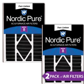 Nordic Pure 16x25x5 (15_5/8 x 24_1/8 x 4_7/8) Air Bear Replacement Pure Carbon Odor Reduction Merv 8 Air Filter 2 PK
