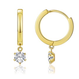 KRKC&CO Earrings Silver 925 Hanging, Women's Earrings with Pendant, Hypoallergenic Hypoallergenic Earrings Dangle Folding Hoop Earrings Huggie Hoop Earring 15 mm, Birthday Gifts for Women Girls,