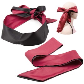 Ziyero 2 Soft Long Satin Blindfold Blindfold Comfortable Sleeping Masks Adult Sleep Masks Costume Soft Stylish Ironable for Home, Travel, Office, Yoga, Meditation, Couple Games - Rose + Black