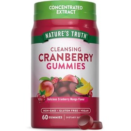 Gomitas de arndano  60 unidades  Suplemento vegano, sin OMG y sin gluten  Apoya la salud del tracto urinario  Sabor de mango de arndano  por Natures  