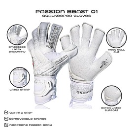 GK Saver Football Goalkeeper Gloves Passion Beast Pro Professional Anti Slip Grip Palm Soccer Goalie Gloves. (Passion Beast Pro 1, SIZE 7)