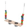 Bird Feeding Dish Cups with Parrot Perch Swing Natural Colorful