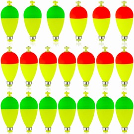 20 Pcs Fishing Bobbers Floats Set 2 Inch EVA Snap-on Fishing Floats Weighted Oval Slip Bobbers for Panfish Bluegill Crappie Trout Catfish Freshwater Saltwater Fishing Tackle Accessories, 2 Colors