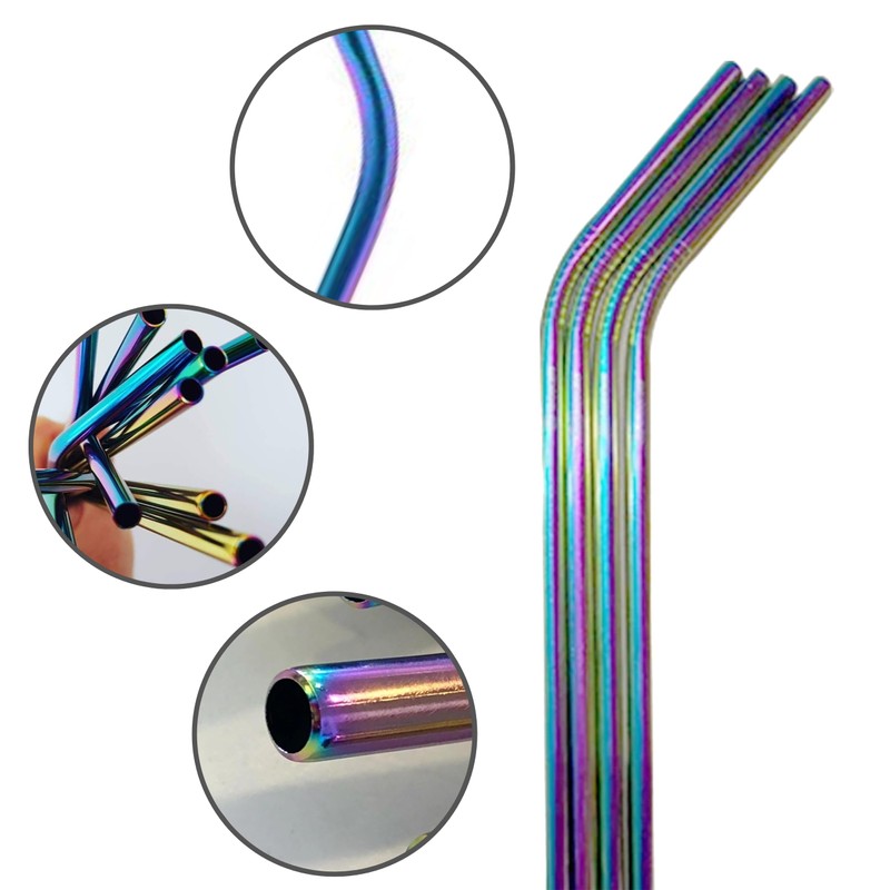 Glamified, Needs 4 x Reusable Colourful Drinking Bent Metal Straw