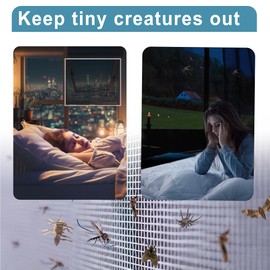 MEILANHUI Magnetic Window Screen, Adjustable DIY Window Screen Mesh with White Frame Max 60” x 48” Fiberglass Mesh Fits Any Size Smaller for House Windows