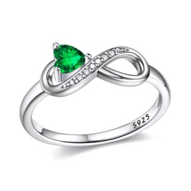 925 Sterling Silber Unendlichkeit Herz Smaragd Ring für Damen, Weihnachten Ringe Verlobungsring Hochzeitsring für Mutter Frauen,Ringgröße 62(19.7)