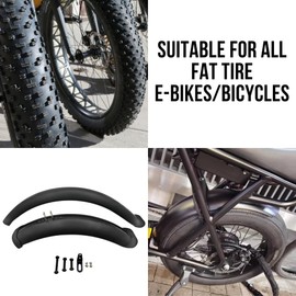 Fat Bike Fenders Set Front Rear Mudguards for MTB Off-Road Cycling Fenders Kit Bike Wings Full Coverage (20~26 * 4 inch) (Black, 20 * 4inch)