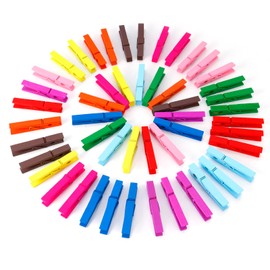 50PCS Colored Wooden Clothespins, 2.9inch 10 Color Clothes Pins for Clip Pictures Photos Decorative, Small Colorful Wood Decoration Closepins Clips,10 Color Each 5Pcs