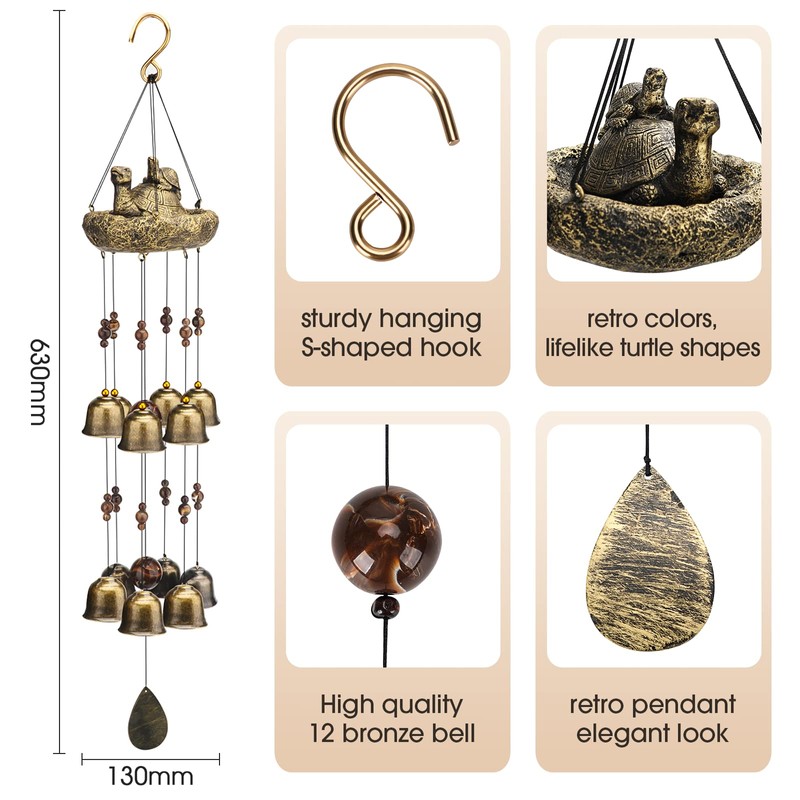YLYYCC Creative Turtle Wind Chimes with Bells Decoration for Outdoor