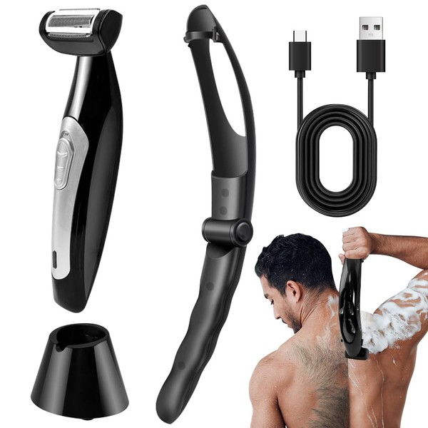 HOVCEH Men's Electric Back Razor, Multifunctional Back Razor with Extended