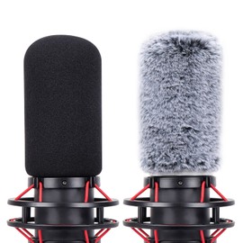 QuadCast Mic Covers Foam with Furry Microphone Windscreen Muff - Pop Filter Compatible with Hyperx Quadcast S Microphone (2 Pack) by YOUSHARES