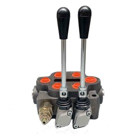 Lfhelper 2 Spool Hydraulic Control Valve, 25 GPM/3000 PSI Hydraulic Directional Control Valve Double Acting Hydraulic Valve, pring Center, Straight Handle for Small Tractors/Tractors Loaders
