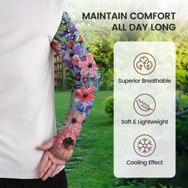 YPHCDO - Mangas de jardinería para mujeres y hombres, protección solar de granja, mangas de jardín con agujero para el pulgar para deportes de jardín, Rosa (PinkFloral), 19"x5"