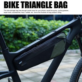 LAISANIM WeaterproofBike Frame Bag 2.5L, Polyester Triangle Bike Storage with Airtight Zipper for Road Bikes, Easy Install Slim Cycling Organizer (Green)