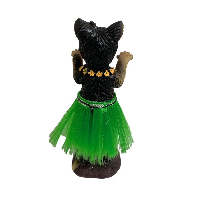 Yorkieshire Terrier Polyresin Figurine Hula Dog for Car Dashboard