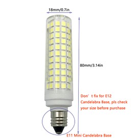 Lxcom Lighting E11 LED Corn Bulb 15W Dimmable Ceramic Candelabra Bulbs (2 Pack)- 136 LEDs 2835 SMD 1500LM Cool White 6500K 120W Equivalent T3/T4 JDE11 120V Lamp for Home Lighting