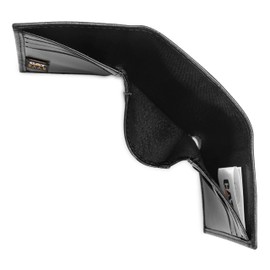 Caterpillar Men's Leather Trifold Wallet with Enamel Logo, Black, One Size, Genuine Leather Trifold Wallet with Enamel Logo