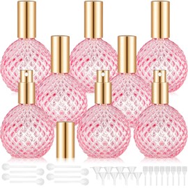 Teenyyou 8 Pack 100ml Glass Perfume Bottles Retro Empty Perfume Bottle Refillable Decorative Fine Mist Spray Bottles for Women Atomizer Sprayer with Refill Tool for Travel (Pink)